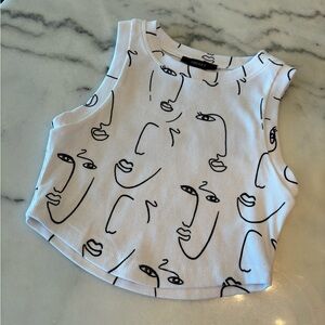 White Graphic Crop Top